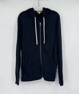James Perse Hombres Sudadera con Capucha Negra 1/S Cremallera Completa Ligera - Imagen 1 de 6