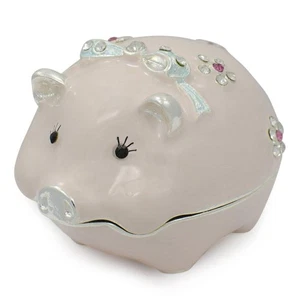 Pink Pig with Crystals Trinket Box Figurine - Picture 1 of 3
