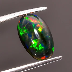 Natural Black Ethiopian Opal Oval Shape Cabochon Loose Gemstone 12X7X4 mm 1.85Ct - Picture 1 of 3