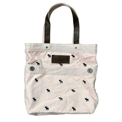 Bolso de Mano Abercrombie & Fitch Rosa Bordado Logo Alce Lona Y2K De Colección Foto 1 de 4