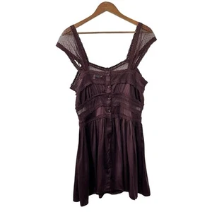 Fillyboo 100% Silk Sheer Camisole Mini Dress Size L Purple Dark Romantic Fairy - Bild 1 von 8