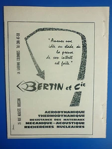 1963 PUB BERTIN & Cie AERODYNAMIQUE THERMODYNAMIQUE ACOUSTIQUE NUCLEAIRE AD - Foto 1 di 1