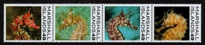 MARSHALL ISLANDS, SCOTT # 1097, STRIP OF 4 VARIOUS SEAHORSES, MARINE LIFE, 2014 - Picture 1 of 1