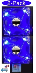 2er-Pack: NEU 120 mm blau LED Ersatz PC ATX Netzteil Kühllüfter, 2-polig 12V - Bild 1 von 11