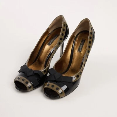 Zapatos de salón Dolce&Gabbana charol punta abierta con lazo talla 40 EU / 10 US Foto 1 de 4