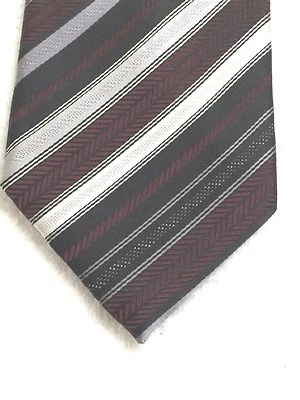 ALEXANDER JULIAN  MENS TIE GRAY BURGUNDY BLACK DIAGONALLY STRIPED 3.75 X 58 - Image 1 of 4