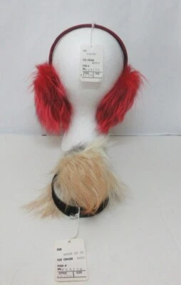 LOTE de 2 Orejeras Nuevas De Colección Teñidas Naturales y Piel de Zorro Rojo Talla Única Banda de Terciopelo Foto 1 de 4