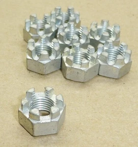 8 pc Fine Thread Thin Castle Nuts, 3/8-24, Zinc 004 - Picture 1 of 5