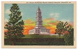 George WASHINGTON MASONIC National Memorial Alexandria Virginia Postcard VA  - Picture 1 of 2