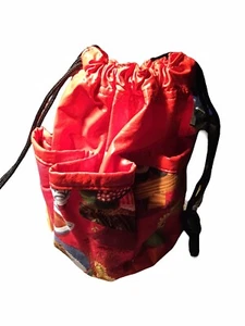 Vintage Bingo 4 Pocket Bag With Red American Material Height 9 inch X 8 inch Dia - Picture 1 of 8