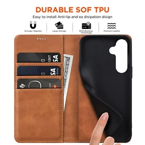 Premium Leather RFID Wallet Case for For Samsung Galaxy A06/A16 5G/A15/A36/A56 - Picture 1 of 14