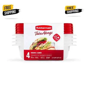 Contenedores cuadrados de almacenamiento de alimentos Rubbermaid TakeAlongs de 2,9 tazas, paquete de 4, rojo - Imagen 1 de 7