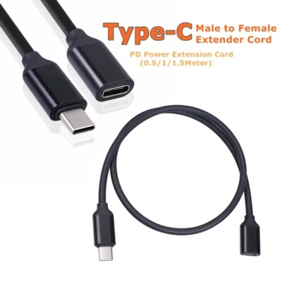 Type C Male to Female PD Charging USB C Extension Cable Sync Extender Cord - Image 1 of 4