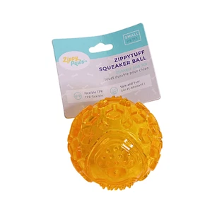 ZippyTuff Small Yellow Squeaker Ball Durable Flexible Dog Toy 2.5 Inches - Picture 1 of 2