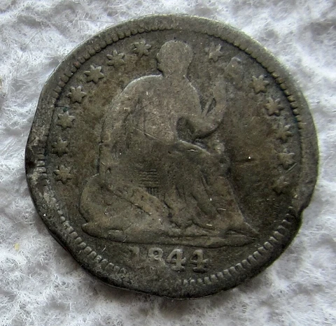 1844-O Seated Liberty Silver Half Dime Rare Key Date  VG Detail Damaged Cover