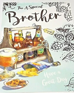 Tarjeta de cumpleaños Brother. Tema Cervezas. Tarjetas Kingfisher.  - Imagen 1 de 4