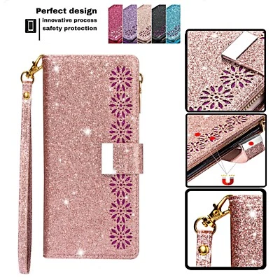 Funda tipo billetera de cuero PU brillante para teléfono Huawei P30 P20 Pro Mate 20 10 Lite
