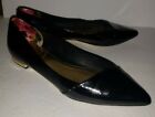 Ted Baker London Black Patent Leather Pointed Toe Gold Heel Flats 7.5 8