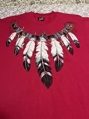 Vtg FOTL Best Single Stitch T Shirt Indian Headdress Graphic Adult Large Pink - Image 1 of 4
