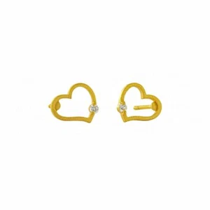 VS/F-G Diamond 14K Gold Heart Shape Design Studs Earrings- The Jewelz - Picture 1 of 7