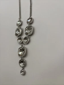 Collar Vintage Gota Y Tono Plata Cristal Transparente Estrás. Joyería mujer. - Imagen 1 de 6