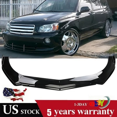 Gloss Black Front Bumper Lip Splitter Spoiler For 2001-2021 Toyota Highlander - Image 1 of 4