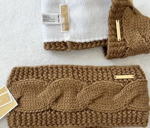 Michael Kors HEADBAND Camel With Gold Logo & FLEECE LINING For Extra Warmth * - Picture 1 of 7