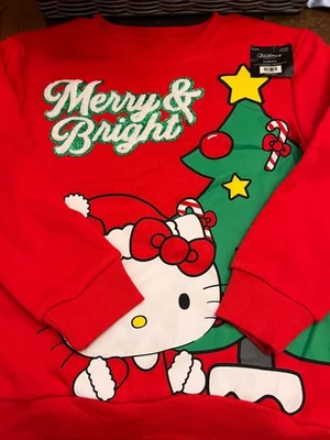 Sudadera Pullover Roja Hello Kitty Niñas XS 4/5 NUEVA Estilo Gráfico Top Foto 1 de 4