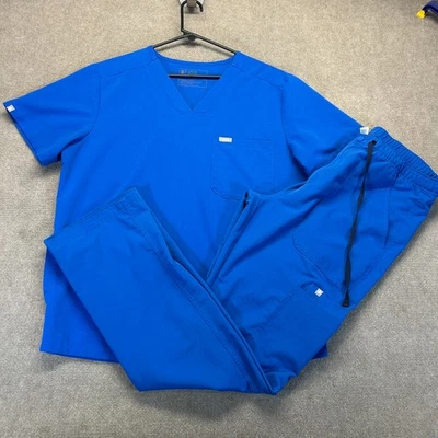 FIGS Scrub Set Men's Large Royal Blue Chisec 3-Pocket Top + Cairo Cargo Pant 32" - Image 1 of 4