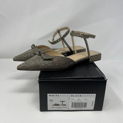 Casa Blanca Mercado Negro Brillante Puntera Cerrada Pisos en Bronce - Talla 7.5 Nuevo Foto 1 de 4