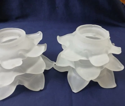 Vintage Set Of 2 Glass Rose Lamp Shade part for brass sconce 2" Fitters  - Image 1 of 4