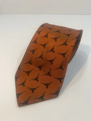 Texas Longhorns Men’s 100% Silk Tie Burnt Orange & Black Pre-owned - Imagem 1 de 4