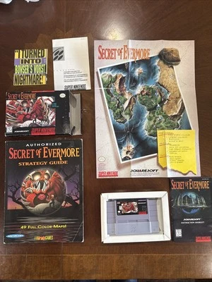 Secret of Evermore CIB SNES Super Nintendo Complete Box Manual With Map & Guide! - Image 1 of 4