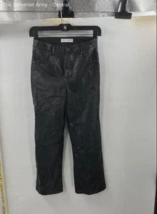 Zara Girls Black Leather Pockets Flat Front Straight Leg Chino Pants Size 13/14 - Picture 1 of 6