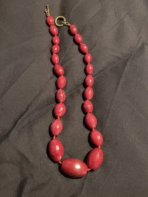 Huge Oval Faceted & Graduated Natural Red Ruby Stone Necklace, ~150 Grams 20” - Image 1 of 4