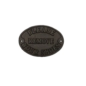 Letrero de hierro fundido rústico para quitar zapatos puerta delantera porche decoración del hogar placa de arte de pared - Imagen 1 de 4