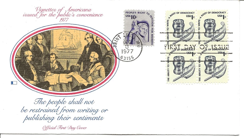 US Scott #1581, First Day Cover 12/8/77 Saint Louis Block Democracy - Image 1 of 1
