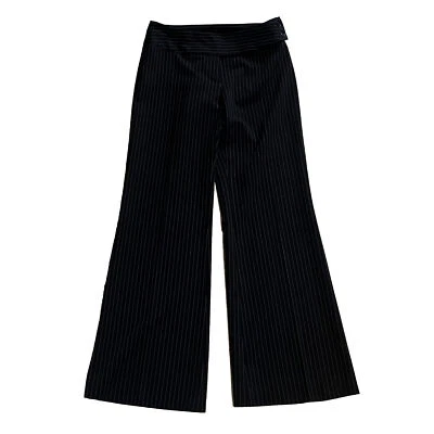 United Colors Of Benetton Wide Leg Pinstripe Pants Black White Stretch 40 / 10 - Изображение 1 из 4