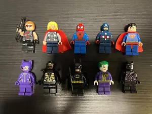LEGO Super Heroes Marvel DC MINIFIG LOT - 10 MINIFIGS Spiderman Batman Lot U610 - Picture 1 of 1