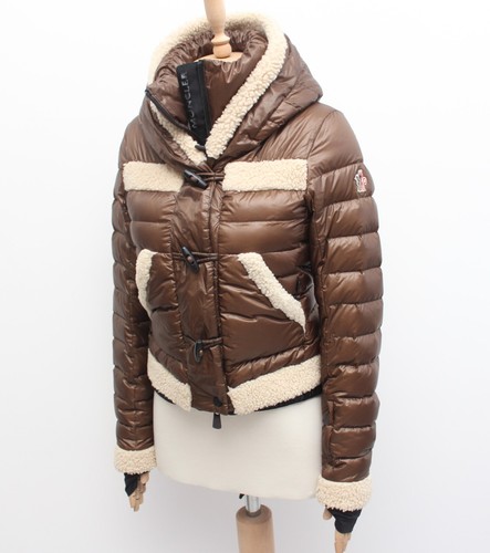 Giubbotto donna MONCLER GRENOBLE Alvernia piumino sci imbottito con cappuccio pelliccia di pecora 0 XS