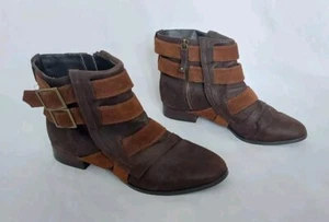 ZARA COLLECTION SUEDE STRAPS BROWN CHELSEA BOOTS EU41 UK7 VGC FREE P&P - Picture 1 of 9