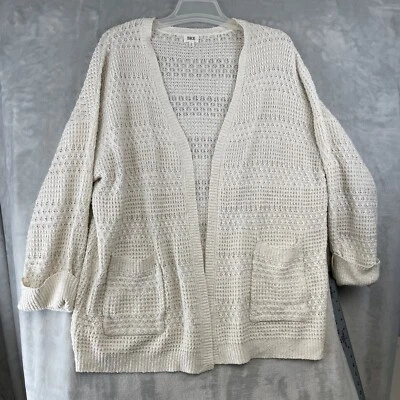 Женский кардиган BKE размер L кремовый с длинным рукавом богемный открытый передний свободный трикотаж - Изображение 1 из 4