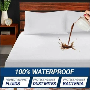100%WATERPROOF MATTRESS PROTECTOR EXTRA DEEP THERMAL WARM FITTED SHEET ALL SIZES - Picture 1 of 1