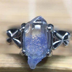 100%Natural Blue Rare Dumortierite Quartz Rutilated Adjustable Ring - Imagen 1 de 4