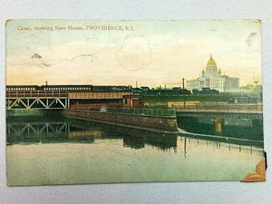 Vintage Postcard 1911 Canal showing State House Providence RI Rhode Island - Picture 1 of 3