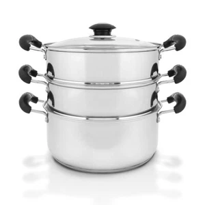 CONCORD 10" Stainless Steel 3 Tier Steamer Cookware - Picture 1 of 8
