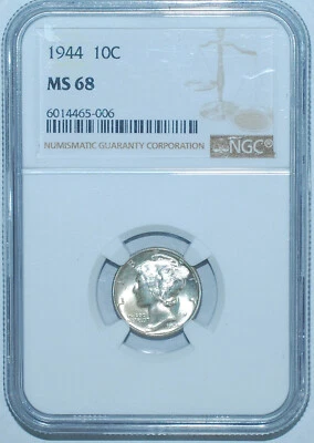 1944 P NGC MS68 Mercury Silver Dime - Image 1 of 2