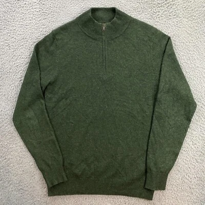 Suéter Woolovers Para Hombres Pequeño Lana Cachemira 1/4 Cremallera Pullover Jersey Verde Preppy Foto 1 de 4
