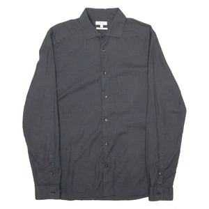 REISS Mens Shirt Grey Check Long Sleeve L - Picture 1 of 6