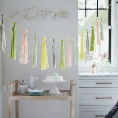 Guirnalda Decoración Habitación Fiesta Niñas Decoración Habitación Rosa Amarillo Gris Verde 60" Terciopelo Foto 1 de 2